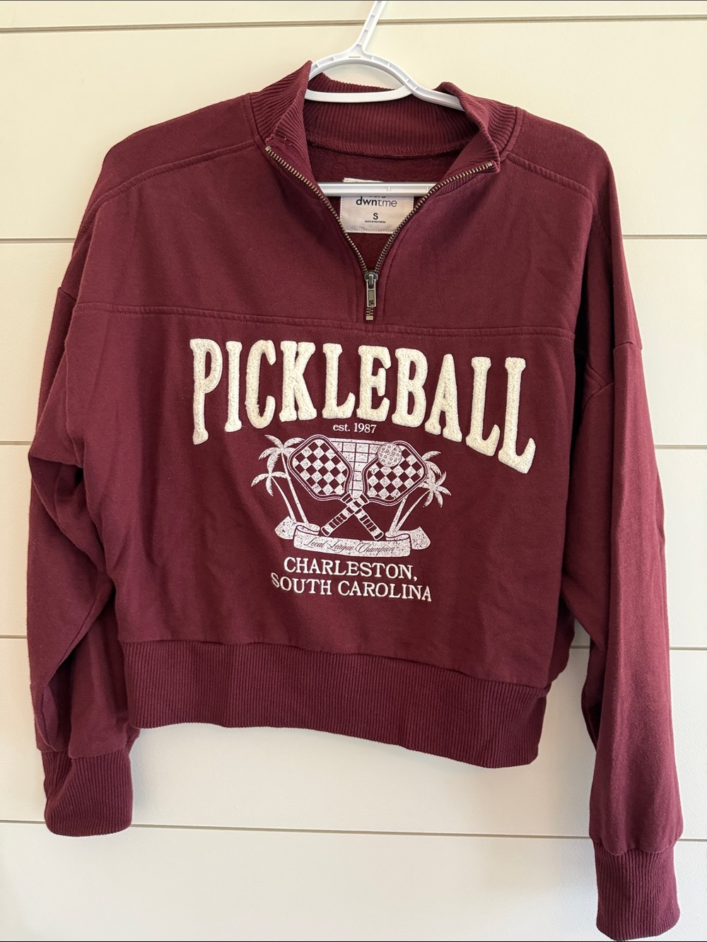 Aeropostale Maroon PICKLEBALL Quarter-Zip Sweatshirt